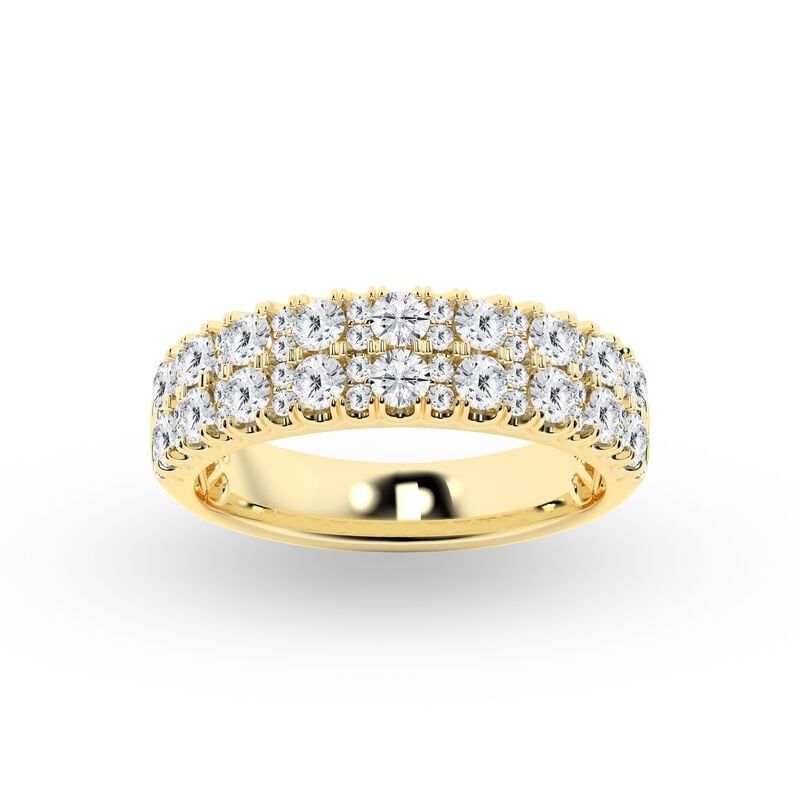Round Lab Grown Diamond 1 2/5ctw. Vertical Multi Row Wedding Ring in 14k Yellow Gold image number null